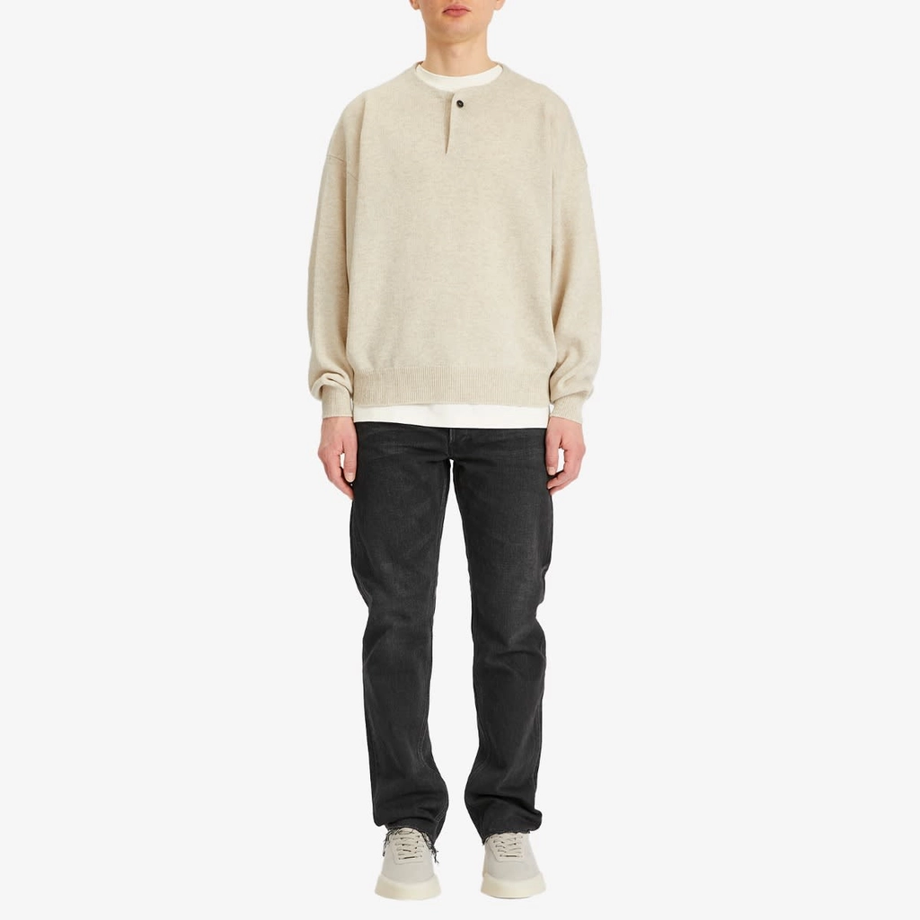 Fear of God Men's Henley Fine Knit Heather Beige